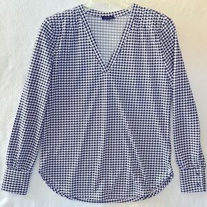 Ann Taylor Factory V-Neck Blouse, Houndstooth Print